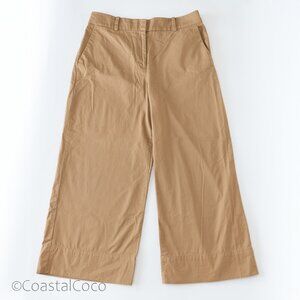 LOFT Cropped Wide Leg Pants 10P Khaki Tan 100% Cotton Classic Coastal Neutral